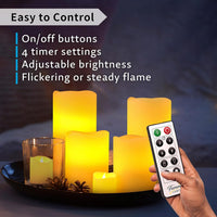 Furora LIGHTING LED Flameless Candles with Remote Control, Set of 8, Real Wax Battery Operated Pillars and Votives LED Candles with Flickering Flame and Timer Featured - White