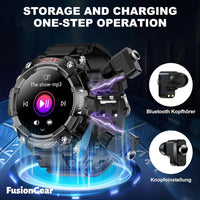 FusionGear Smart Watch with Earbuds Inside,Multifunction Bluetooth Smart Watch, 1.52inch Ultra Large HD Display, Rugged Military Bluetooth Call Fitness Tracker, 24H Sleep Monitor AI Voice Assistant