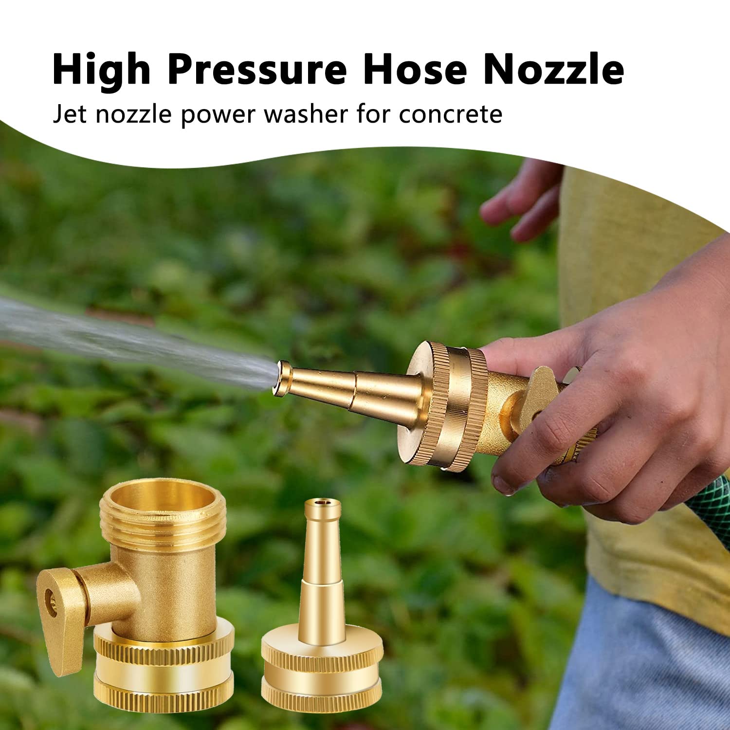 Jet Nozzle Water Hose High Pressure with Garden Hose Shutoff Valve Brass Heavy Duty 3/4" GHT Connector 4 Pack