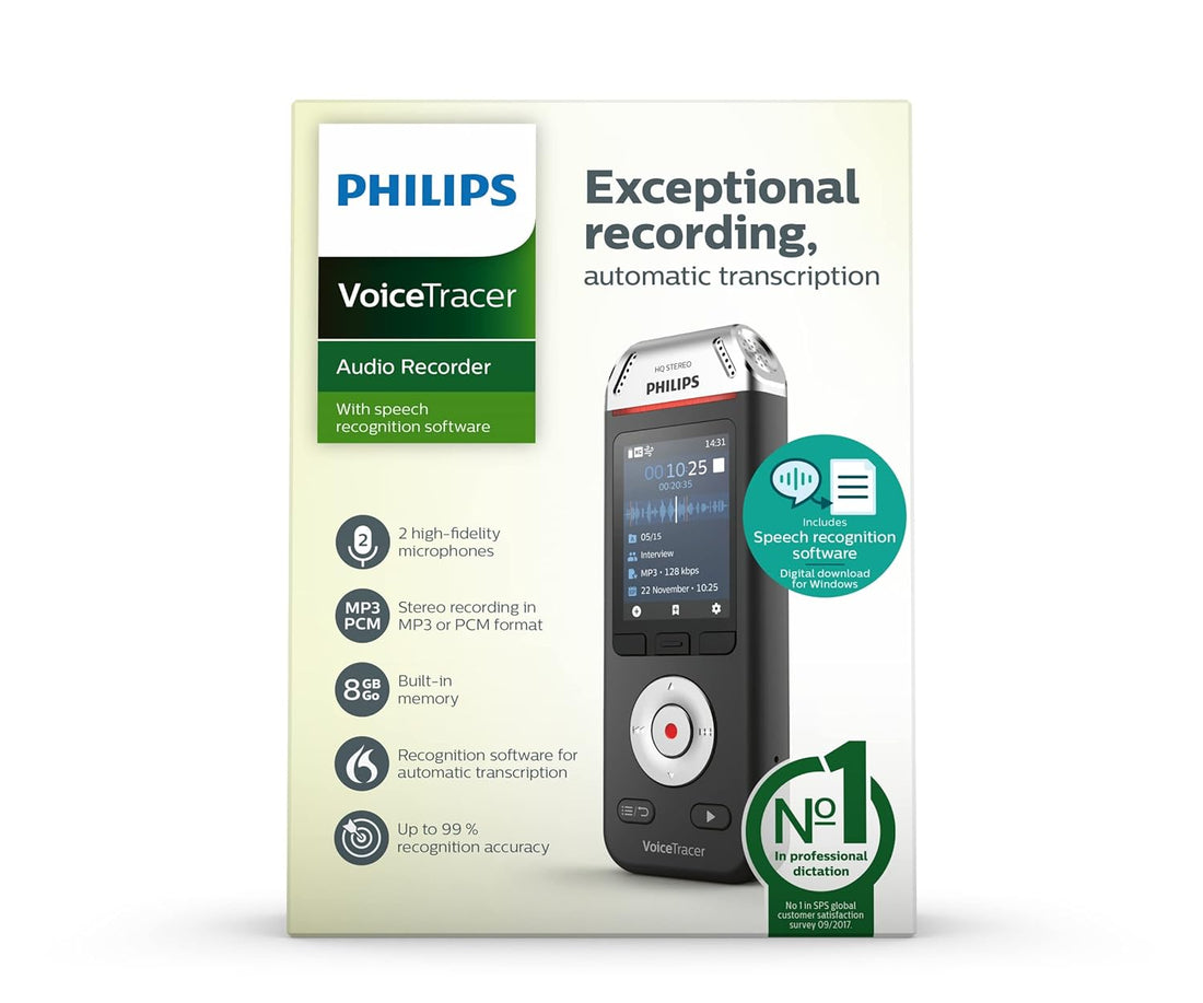 Philips VoiceTracer Audio Recorder with Dragon Speech Recognition Software DVT2810