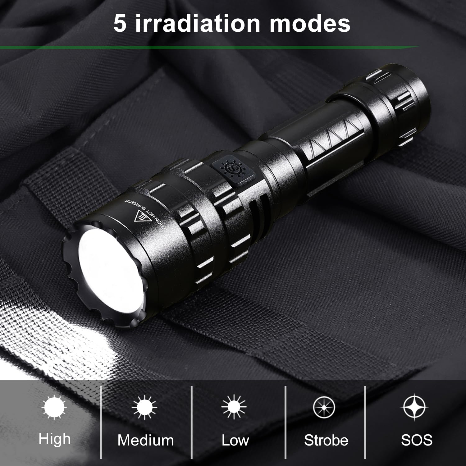 APLOS F01 LED Flashlights Rechargeable - 1200 Lumens Bright Flashlight, 5 Modes Powerful Emergency Flashlights, Mid-Size Tactical Flashlight High Lumens for Emergency Outdoor Home Camping Hiking