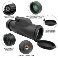 Tydeux 8x42 Waterproof Monocular Telescope -K9 Prism for Travel Secenery Wildlife Bird Watching Hunting Camping