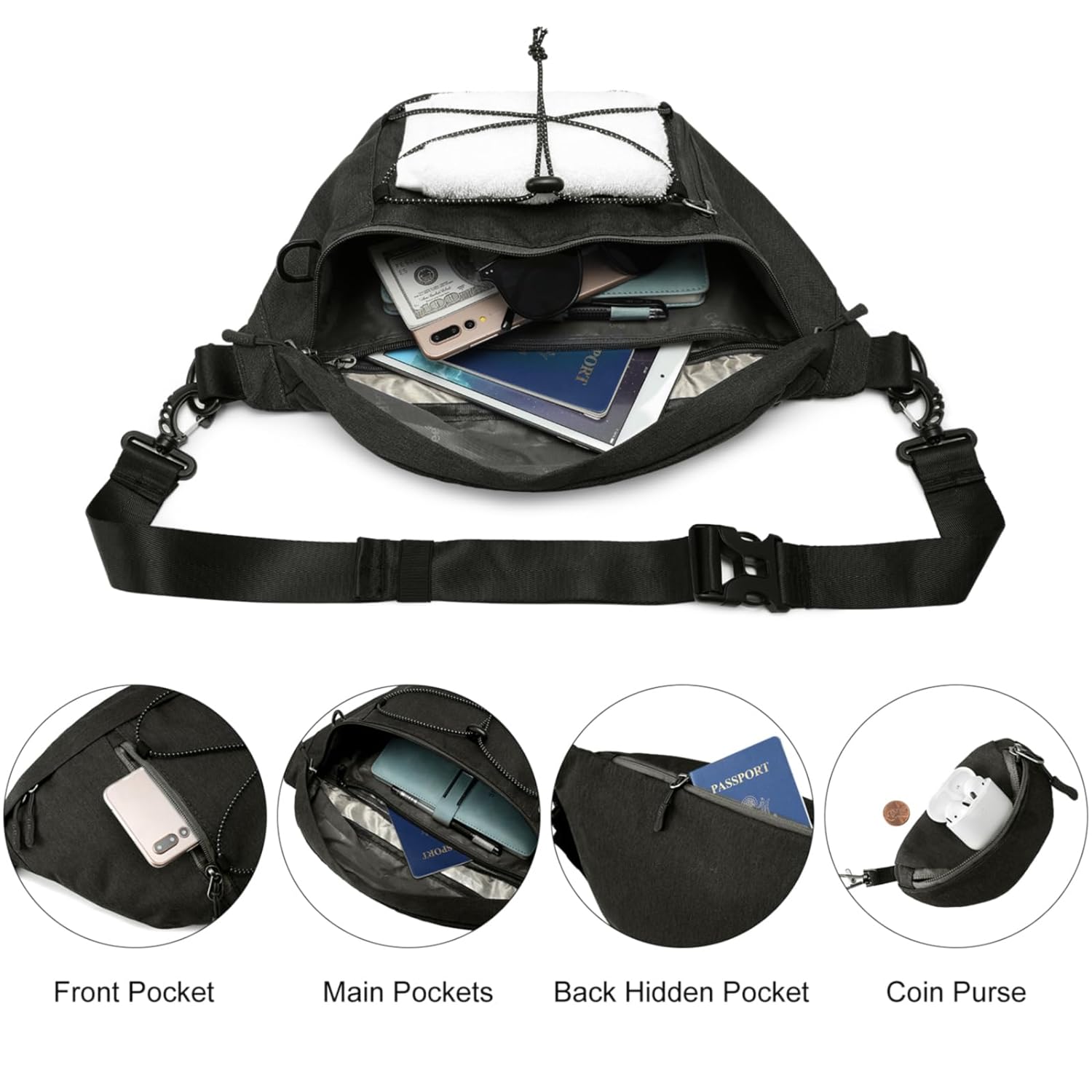 G4Free Sling Bag RFID Blocking Large Sling Backpack for Men Women Crossbody Chest Bag