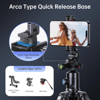 ATUMTEK Metal Phone Tripod Mount, Universal Aluminum Smartphone Mount Adapter with 3 Cold Shoe, 3 1/4” Screw Mount, Arca Port and 1 Convertible Cold Shoe Adapter, 360° Rotation & 145° Tilt Angle