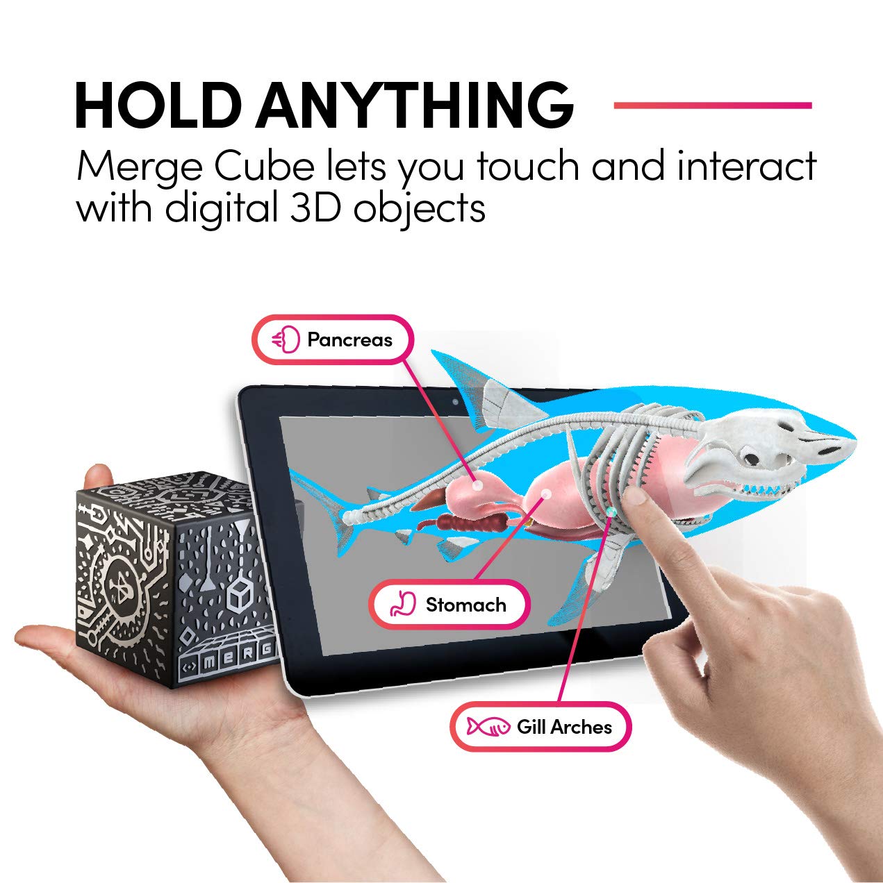 Merge Cube - Hold Holograms in Your Hand with Award Winning AR Toy for Kids - iOS or Android Phone or Tablet Brings the Cube to Life, Free Games With Every Purchase, Works with Merge VR/AR Goggles