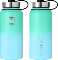 Iron Flask Sports Water Bottle - 32 Oz, 3 Lids (Straw Lid), Vacuum Insulated Stainless Steel, Hot Cold, Modern Double Walled, Simple Thermo Mug, Hydro Metal Canteen (Sky)