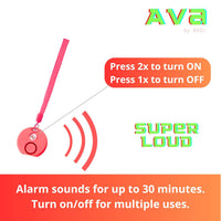 Ava Personal Alarm by BASU® 140dB All Ages, Use in Any Emergency, Extra Loud, Batteries Included (Pink)