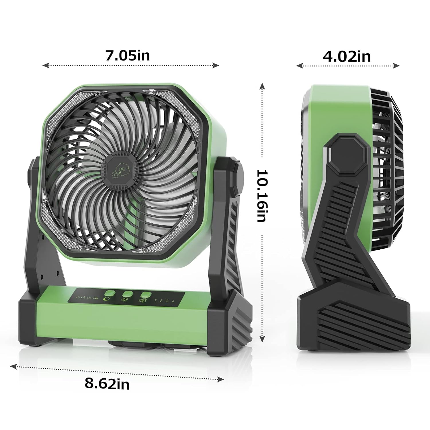 Gewanolla Camping Fan with LED Light, 20000mAh Rechargeable Battery Operated Camp Fan with Hook, 270° Pivot, 4 Speeds, USB Table Fan for Camping, Fishing, Power Outage, Barbecue, Jobsite