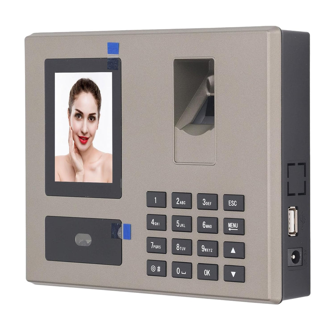 Biometric Time Attendance, Quickly Identify 360 Degree Recognition PIN Punching Employee Attendance Machine 100‑240V with Warm Voice for Enterprises (US Plug)