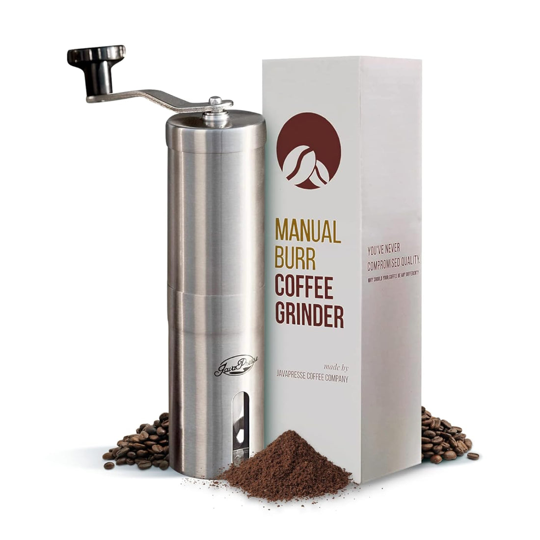 Moldiy Manual Coffee Grinder | Conical Burr Mill For Precision Brewing | Brushed Stainless Steel