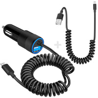 [Apple MFi Certified] iPhone Fast Car Charger, BARMASO 4.8A USB Smart Power Rapid Car Charger with Built-in Coiled Lightning + 6FT Lightning Cable Quick Car Charge for iPhone 14/13/12/11/XS/XR/SE/iPad