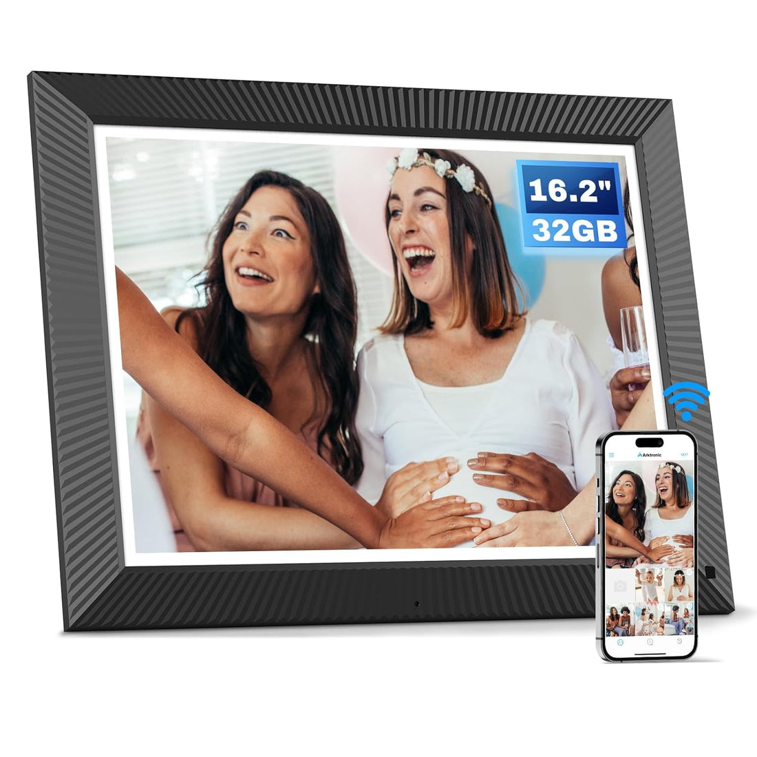 Arktronic 16.2 Inch Extra Large Digital Picture Frame 32GB, WiFi Electronic Photo Frame 1258 * 930 IPS HD Touch Screen, Motion Sensor, Send Photos via App/Email from Anywhere, Gift for Grandparents