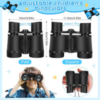 Halloscume 3 Pcs Kids Binoculars Shock Proof Mini Binoculars Gifts for Age 6-12 Years Old Boys Girls Bird Watching Educational Learning Camping Hiking Birthday Presents(Black)