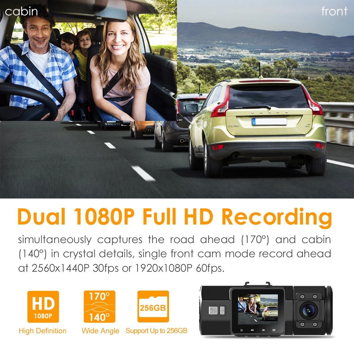 Vantrue N2 Pro Uber Dual Dash Cam Dual 1920x1080P Front and Rear Dash Cam (2.5K 1440P Single Front) 1.5 310° Car Dashboard Camera w/Infrared Night Vision, Sony Sensor, Parking Mode, Motion Detection