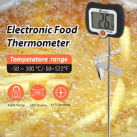 KT THERMO Digital Candy Thermometer with Pot Clip,Rotatary Head, Instant Read Food Meat Thermometer with 10'' Long Probe, for Smoker Baking Grilling Liquid Oil Deep Fry Thermometer