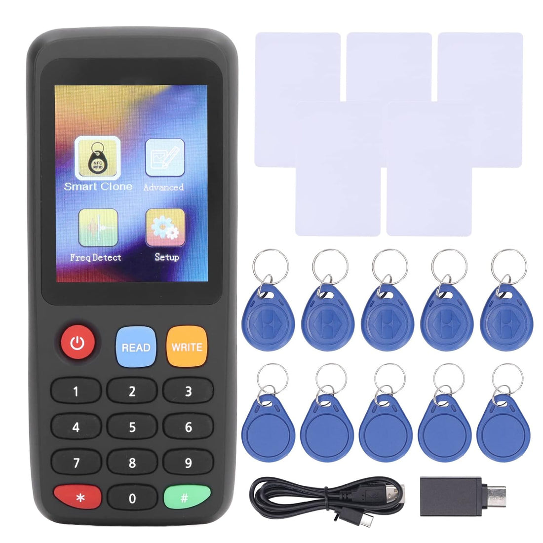 NFC RFID Card Copier Reader Writer NFC Smart Card Reader Writer RFID Copier (5 UID Buckles 5 T5577 Cards 5 T5577 Buckles)