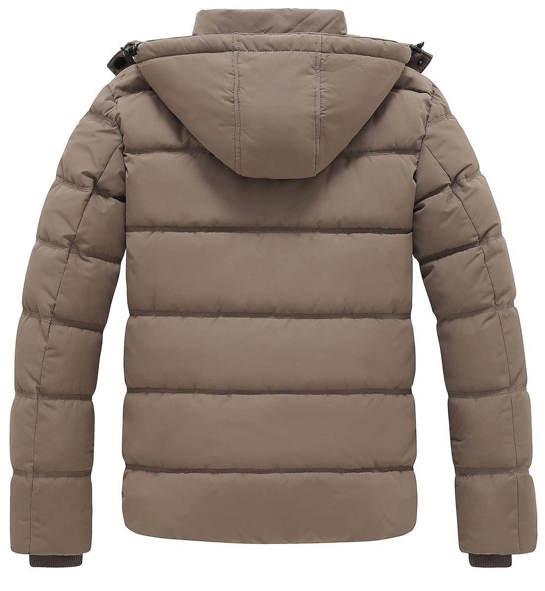 GGleaf Men's Hooded Winter Coat Warm Puffer Jacket Thicken Cotton Coat with Removable Hood, Khaki, XX-Large