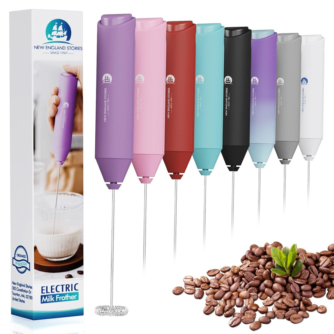 Electric Milk Frother Handheld, Battery Operated Whisk Beater Foam Maker for Coffee, Cappuccino, Latte, Matcha, Hot Chocolate, Mini Drink Mixer - Light Purple