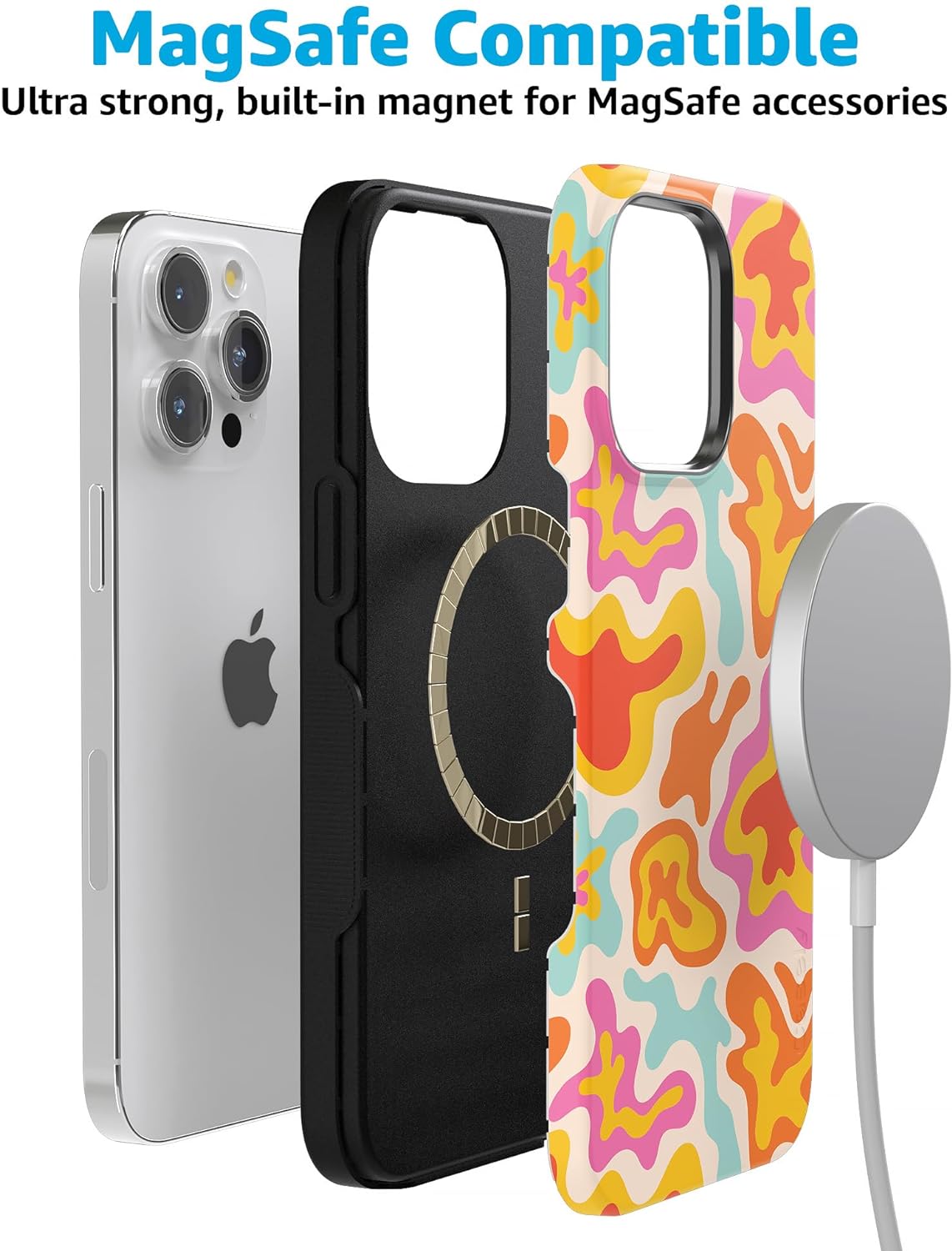 Casely Designed for iPhone 15 Pro Case | Color Splash | Abstract Retro Floral Bold Case | Compatible with MagSafe