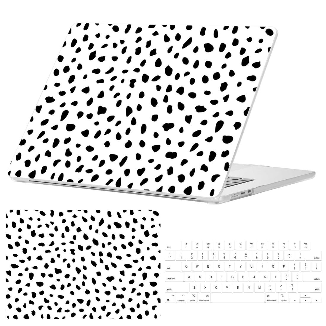 GABraden Compatible with MacBook Air 15 inch Case,2023 Release Mac Air 15.3" A2941 M2 with Retina Display & Touch ID and Keyboard Protectors,Laptop Plastic Hard Shell（Dalmatian Print）