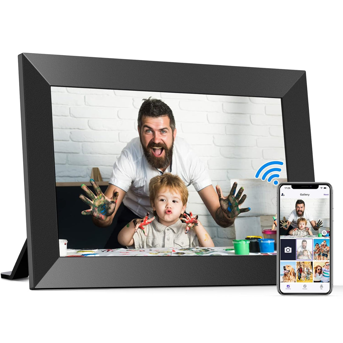 BIGASUO 10.1 Inch WiFi Digital Picture Frame, IPS HD Touch Screen Cloud Smart Photo Frames with Built-in 16GB Memory, Wall Mountable, Auto-Rotate, Share Photos Instantly from Anywhere-Great Gift