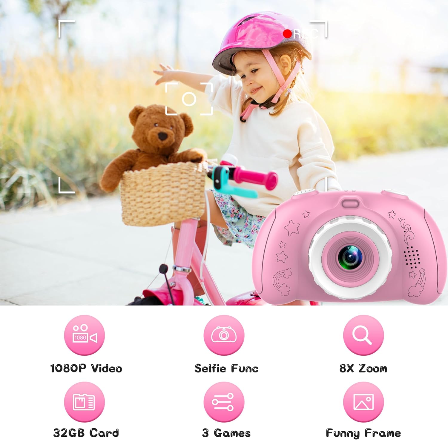 Ultralent Kids Camera for Kids Pink