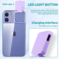 Selfie Light for iPhone 12 Case Light Up Flash Lighting Selfie Case Rechargeable LED Compatible with Live Stream/Makeup/TIK Tok/Video- Selfie Illuminate for Women Purple