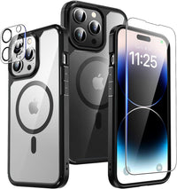 TAURI Magnetic Clear Case for iPhone 14 Pro Max [Military Shockproof] [Designed for MagSafe] Slim Cover 6.7 inch,Black