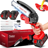 Mini Chainsaw battery Battery Powered-Chain-Saws, Portable One-Handed Rechargeable Electric-Chainsaw Supersaw for Tree Trimming Branch Wood Cutting Small-Chainsaw (6inch(automatic oiler))
