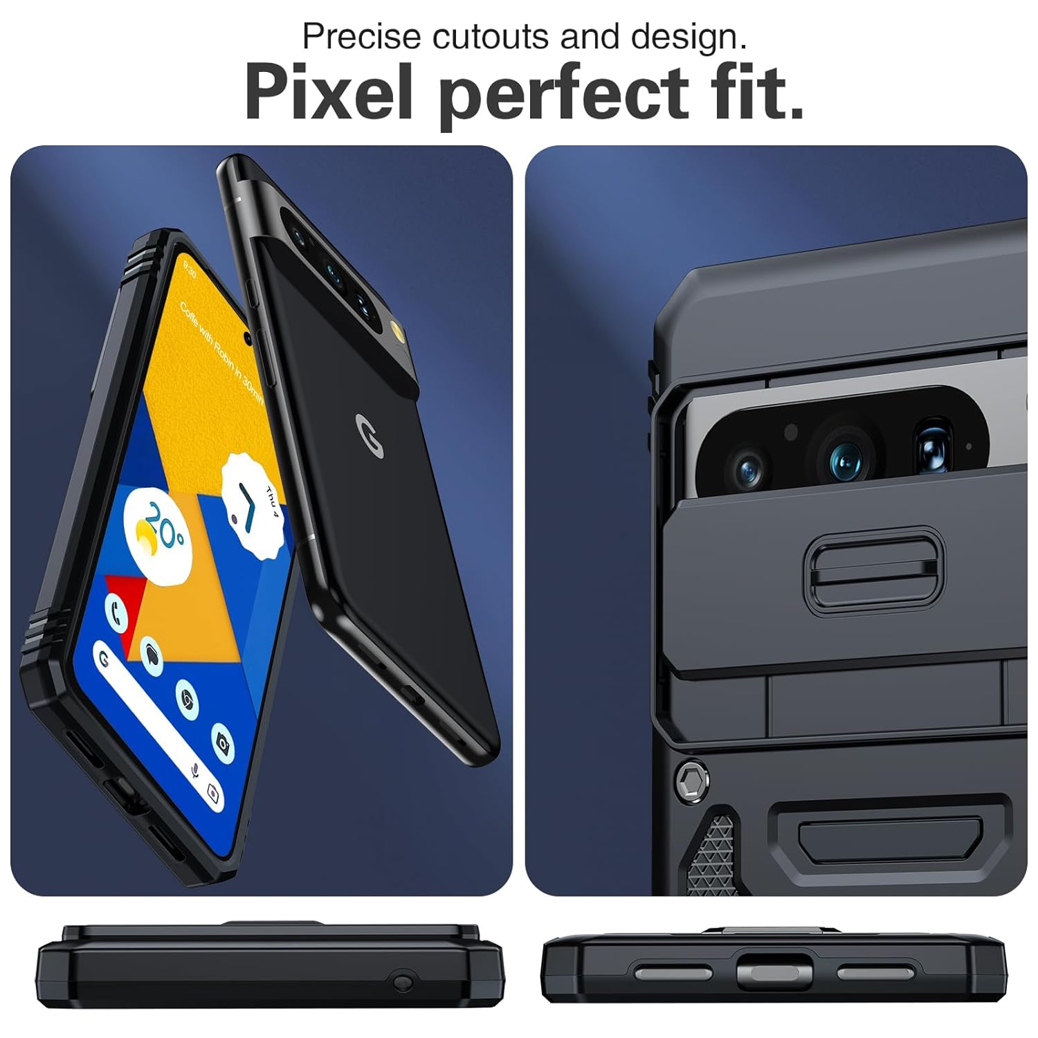 ANTSHARE for Google Pixel 8 Pro Case with Slide Camera,Black