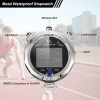 PATIKIL Metal Stopwatch Stop Watch, Stopwatch Timer with Backlight 100/200 Lap Memory 0.001 Second Timing Digital Stop Watch for Coach Sports Competitions