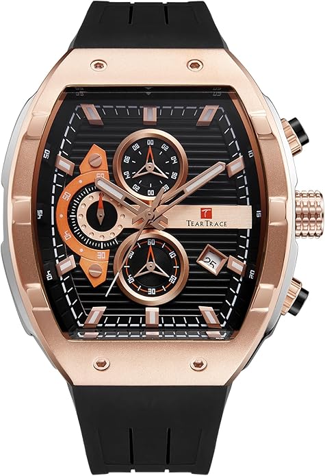 Men's Watches with Silicone Strap Analog Quartz Waterproof – Front View