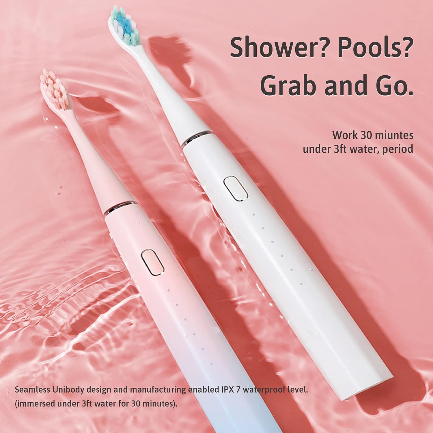 Oday N9000 Sonic Electric Toothbrush, 90% End-Rounding, 10 YR Warranty, 2,000 mAh Battery (180 Days), IPX7 Waterproof, 43,000 VPM (2nd Gen. 3S Sonic Motor), 5 Modes with Smart Timer, 6 Brush Heads