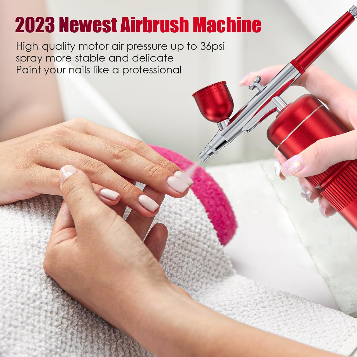 Rexley Airbrush Kit - Auto Handheld Airbush Gun Rechargeable Airbrush Compressor Nail Airbrush Machine - Airbrush Set Portable Wireless Air Brush for Nail Art Barber Makeup Model Painting Cake Decor…