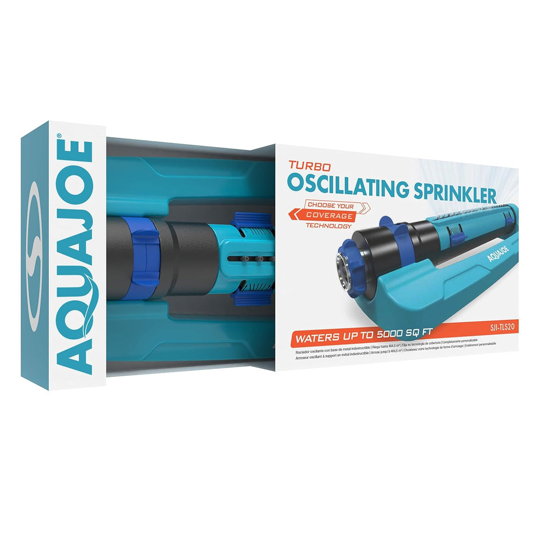 Aqua Joe SJI-TLS20 20-Nozzle Turbo Oscillation Sprinkler with Range, Width and Flow Control