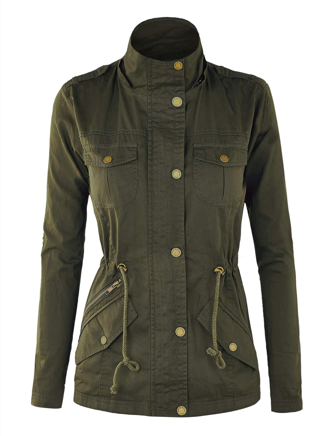 Lock and Love Women's Casual Military Anorak Jacket - Lightweight Detachable Hooded Safari Utility