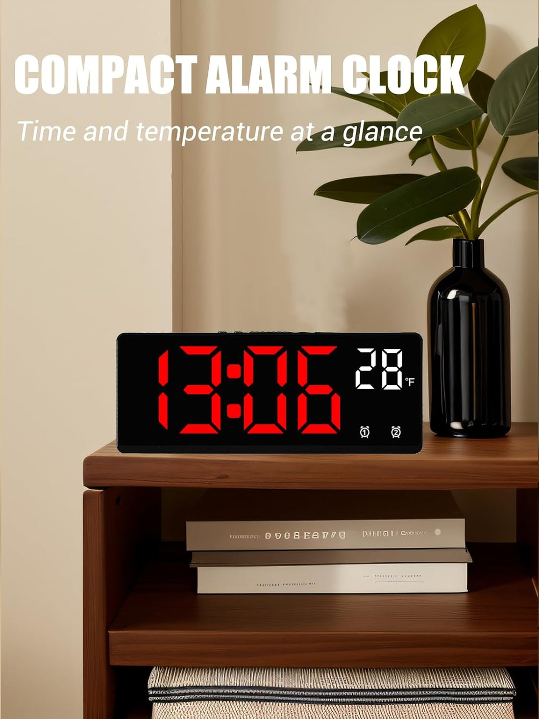 Solend Voice Control Digital Clock - Snooze Function and Adjustable Brightness（Battery not Included）
