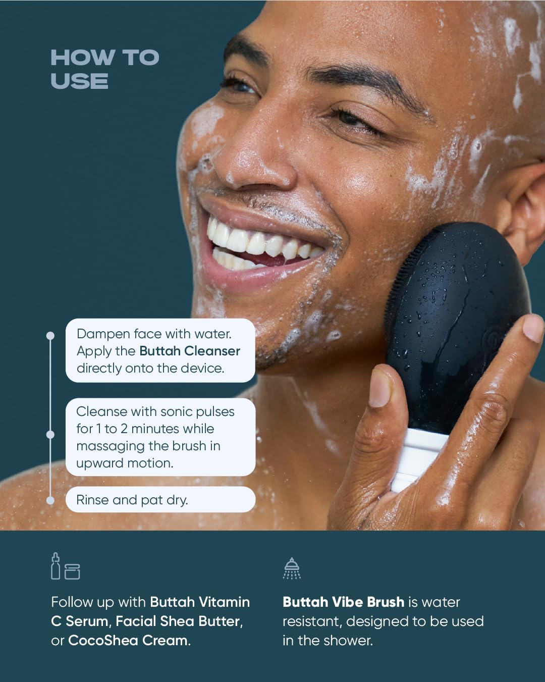 Buttah Skin by Dorion Renaud Buttah Vibe Cleansing Brush with Stand – New & Improved Technology for Deep Cleansing & Gentle Exfoliation - Sonic Pulsating Face Brush - 2-Speed Brush for Men & Women