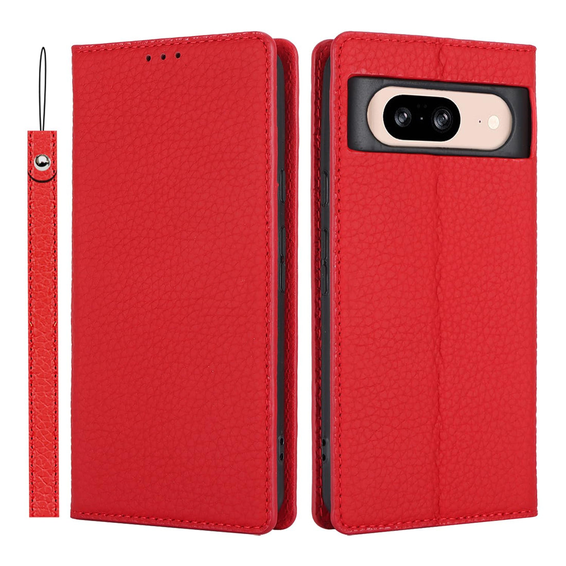 Ｈａｖａｙａ for Pixel 8 Case Genuine Leather Google Pixel 8 Wallet case with Card Holder for Women flip Folio Phone Cover with Credit Card Slots for Men-Red