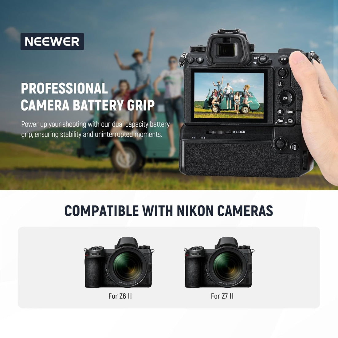 NEEWER MB-N11 Replacement Vertical Battery Grip with 2.4G Control, Compatible with Nikon Z6 II & Z7 II Camera and EN-EL15c/ EN-EL15b/ EN-EL15a/ EN-EL15 Battery (Batteries Not Included)