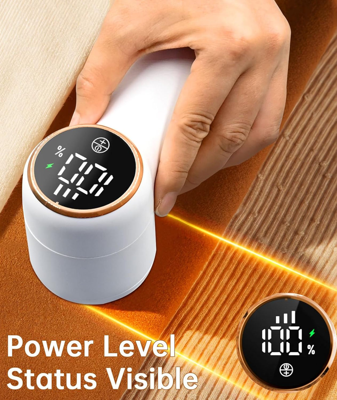 Rechargeable Fabric Shaver with LED Display, Electric Lint Remover for Clothes,Furniture -Efficient 3-Speed Sweater Shaver with 6-Leaf Blades,Lint Shaver&Pilling Remover(White)