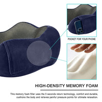 Travel Pillow for Airplane-2 Memory Foam Neck Pillow, Soft & Support Airplane Pillow for Travelling, Sleeping Rest, Car, Train, Office and Home Use (Grey+Blue)