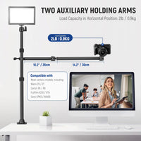 NEEWER Camera Desk Mount Stand with Two Auxiliary Holding Arms, Overhead Camera Mount Tabletop C Clamp 360° Swivel Ball Heads for DSLR, Webcam, Photography, Videography, Live Streaming, Zoom Calls