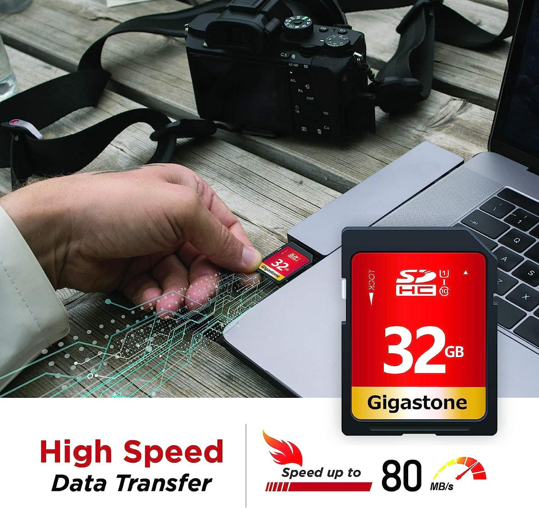 Gigastone 32GB 5-Pack SD Card UHS-I U1 Class 10 SDHC Memory Card High-Speed Full HD Video Canon Nikon Sony Pentax Kodak Olympus Panasonic Digital Camera, with 5 Mini Cases
