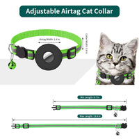 OUSHIBU Breakaway Airtag Cat Collar, Reflective Apple Air Tag Cat Collar with Bell and Waterproof Airtag Holder Case, GPS Pet Tracker Collar for Girl Boy Cats, Kittens, Puppies (Green)