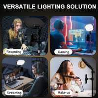 mmcrz LED Streaming Key Light Desktop Extendable Home Office Lighting Live Broadcast 360° Fill Professional Studio LED Panel Multi-Layer Diffusion, Edge-lit Technology for Game Video Makeup Photograph