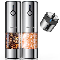 Large Capacity Rechargeable Electric Salt and Pepper Grinder Set -USB Charging Port with Sliding Dust Cover; Automatic Salt and Pepper Mill Grinder With LED Light-6 Adjustable Grinding Modes