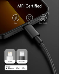 Anker New Nylon USB-C to Lightning Cable, 331 Lightning Charging Cord (Black, 2Pack, 6ft), MFi Certified for iPhone 13 13 Pro 12 Pro Max 12 11 X XS XR 8 Plus, AirPods Pro, Supports Power Delivery