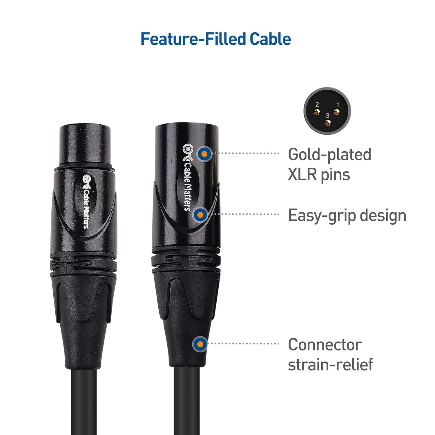 Cable Matters 2-Pack Male to Female XLR Microphone Cable 6 Feet