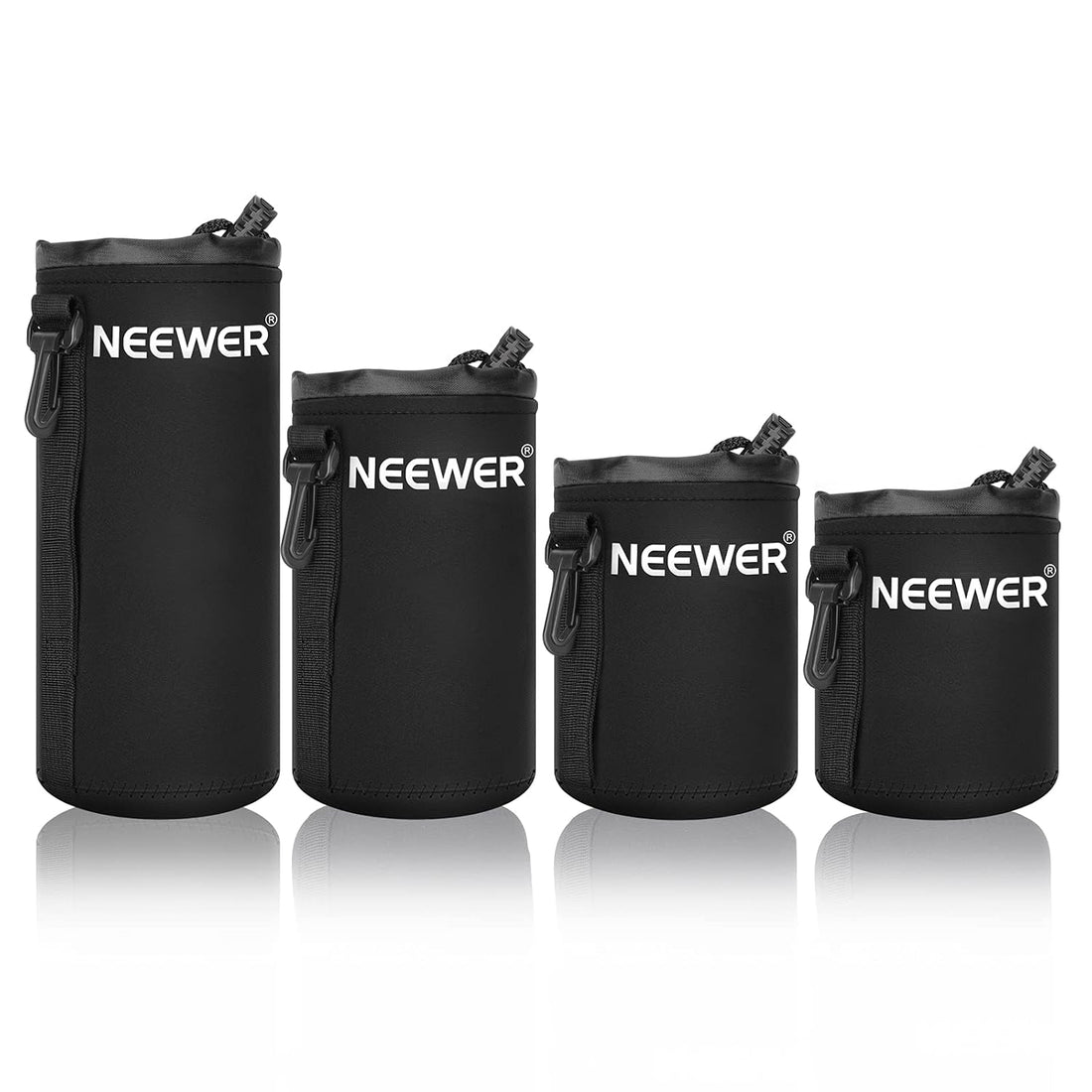 Neewer 90079322 4 Size DSLR Camera Drawstring Lens Pouch Bag Cover Size S M L XL for Sony, Canon, Nikon, Pentax, Olympus, Panasonic Lens